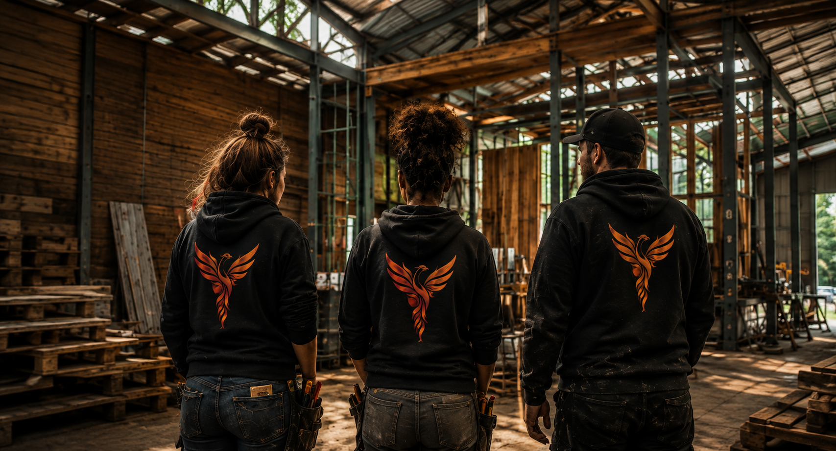 Équipe Phénix dans un atelier de construction