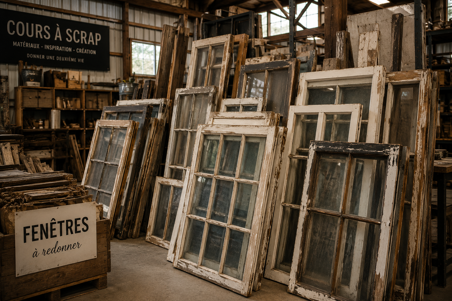 Anciennes fenêtres récupérées