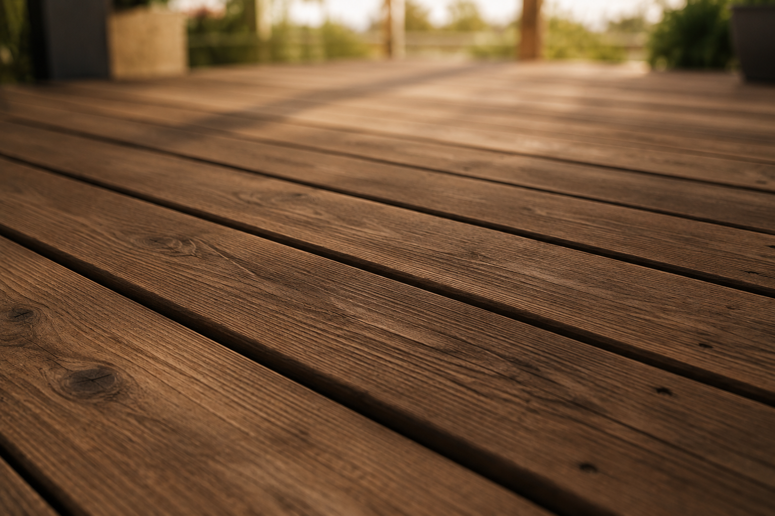 Terrasse construite avec du bois récupéré