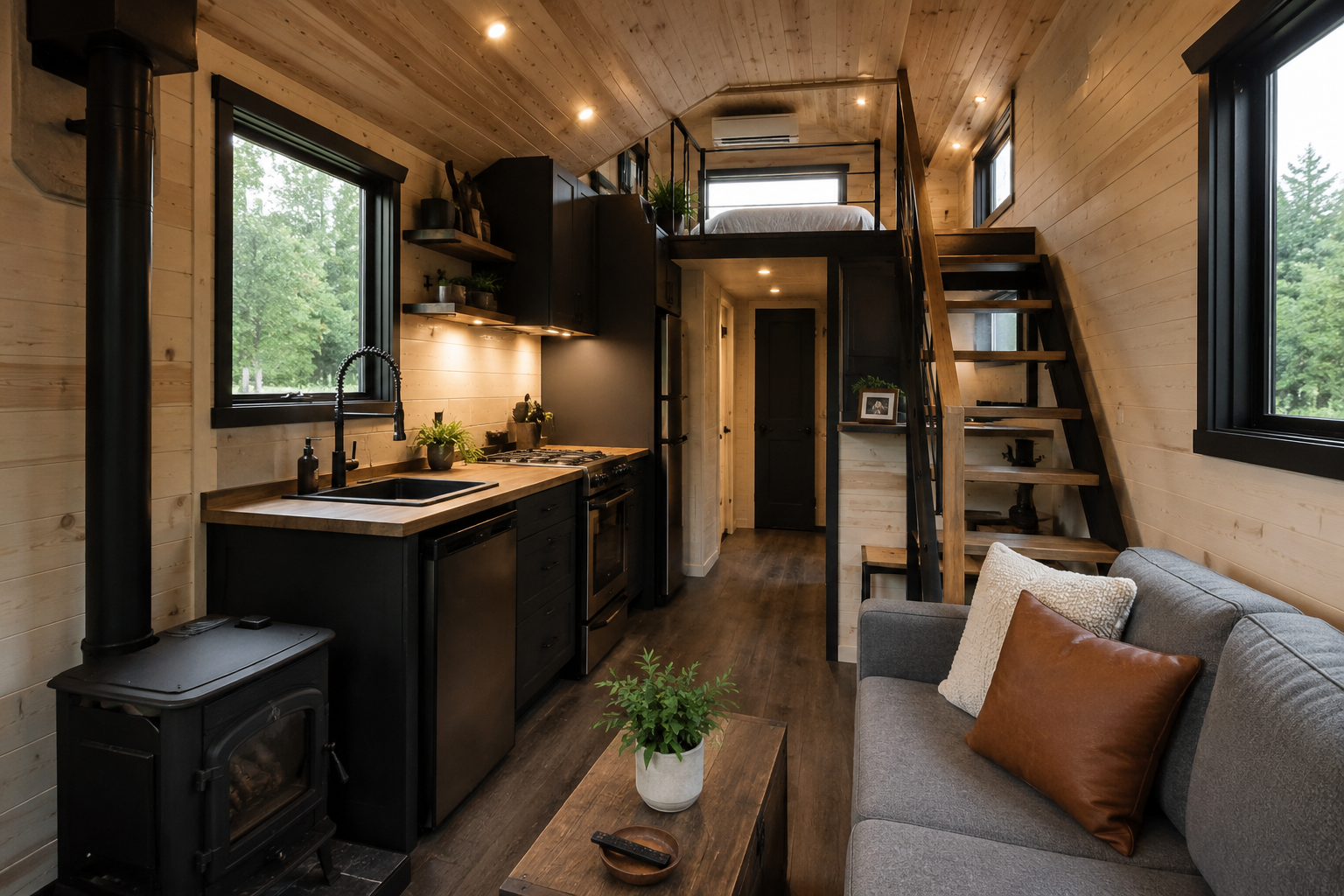 Aménagement intérieur réalisé avec des matériaux récupérés